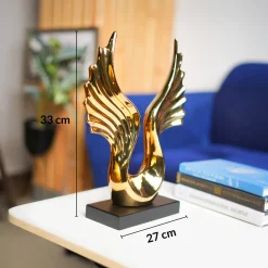 MARKET99 Black & Golden Ceramic Wing Sculpture Decor Object