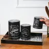 MARKET99 Black Iron Coffee, Tea & Sugar Jars - (1000 ml Each, Set Of 3)
