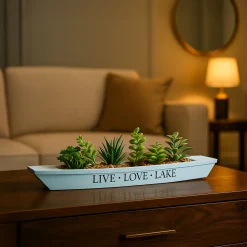 Market99 Blue Boat-Shaped Plastic Flower Pot