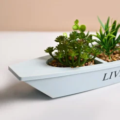 Market99 Blue Boat-Shaped Plastic Flower Pot