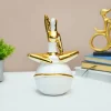 MARKET99 Ceramic Abstract Figurine Decor Object in White & Golden