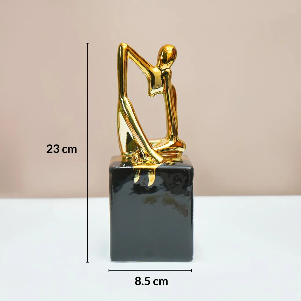 MARKET99 Ceramic Abstract Posture Figurine Decor Object in Black & Golden