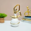 MARKET99 Ceramic Abstract Posture Figurines Decor Object in White & Golden