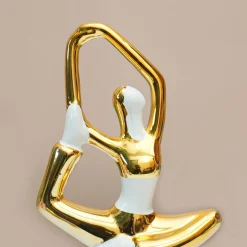MARKET99 Ceramic Abstract Posture Figurines Decor Object in White & Golden