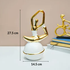 MARKET99 Ceramic Abstract Posture Figurines Decor Object in White & Golden