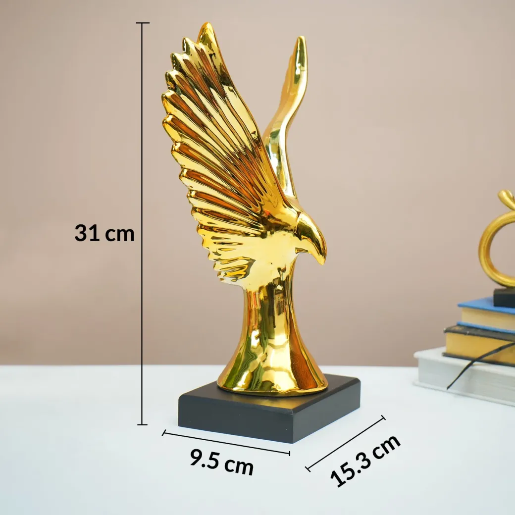 MARKET99 Ceramic Decor Object Sculpture Eagle or Phoeni x  in Black & Golden