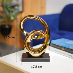 MARKET99 Ceramic Looping Shape Sculpture Decor Object in Black & Golden