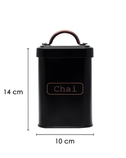 Market99 Chai Jar, Kitchen Decorative, Countertop Metal Storage Jar, Black, Mild Steel | (1 Litre)