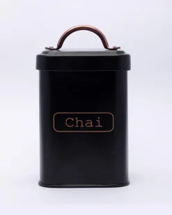 Market99 Chai Jar, Kitchen Decorative, Countertop Metal Storage Jar, Black, Mild Steel | (1 Litre)