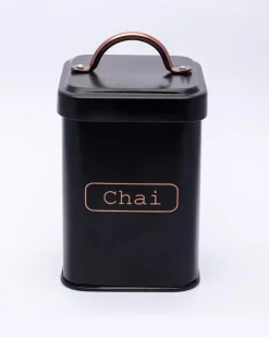 Market99 Chai Jar, Kitchen Decorative, Countertop Metal Storage Jar, Black, Mild Steel | (1 Litre)