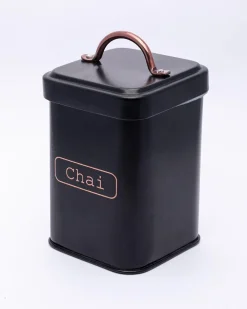 Market99 Chai Jar, Kitchen Decorative, Countertop Metal Storage Jar, Black, Mild Steel | (1 Litre)
