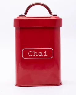 Market99 Chai Jar, Kitchen Decorative, Countertop Metal Storage Jar, Red, Mild Steel | (1 Litre)