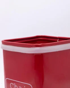 Market99 Chai Jar, Kitchen Decorative, Countertop Metal Storage Jar, Red, Mild Steel | (1 Litre)