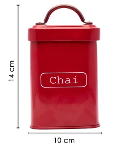Market99 Chai Jar, Kitchen Decorative, Countertop Metal Storage Jar, Red, Mild Steel | (1 Litre)