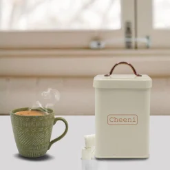 Market99 Cheeni Jar, Kitchen Decorative, Countertop Metal Storage Jar, Ivory, Mild Steel | (1.9 Litre)