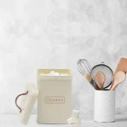 Market99 Cheeni Jar, Kitchen Decorative, Countertop Metal Storage Jar, Ivory, Mild Steel | (1.9 Litre)