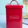 Market99 Cheeni Jar, Kitchen Decorative, Countertop Metal Storage Jar, Red, Mild Steel