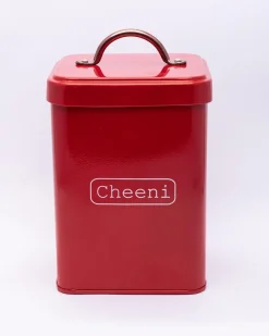 Market99 Cheeni Jar, Kitchen Decorative, Countertop Metal Storage Jar, Red, Mild Steel