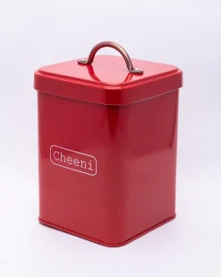 Market99 Cheeni Jar, Kitchen Decorative, Countertop Metal Storage Jar, Red, Mild Steel