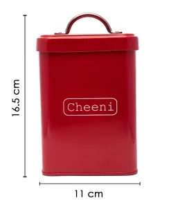 Market99 Cheeni Jar, Kitchen Decorative, Countertop Metal Storage Jar, Red, Mild Steel