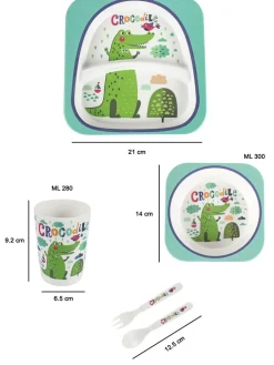 Market99 Children'S Pastel Dinner Set 1 Plate, 1 Bowl, 1 Tumbler, 1 Fork & 1 Spoon