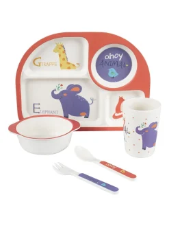 Market99 Children'S Pastel Dinner Set 1 Plate, 1 Bowl, 1 Tumbler, 1 Fork & 1 Spoon