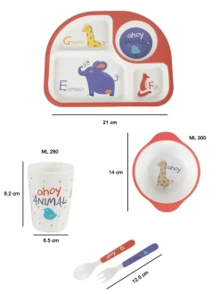 Market99 Children'S Pastel Dinner Set 1 Plate, 1 Bowl, 1 Tumbler, 1 Fork & 1 Spoon