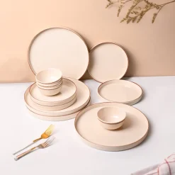 Market99 Chochip Cream Melamine Dinner Set Of 12