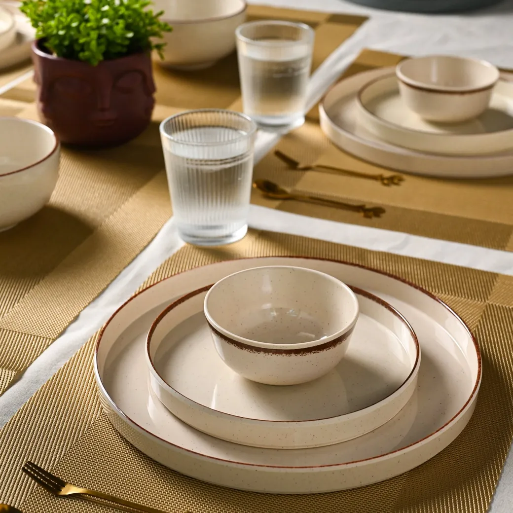 Market99 Chochip Cream Melamine Dinner Set Of 12