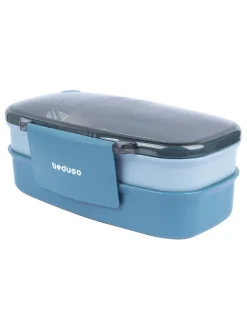 Market99 Double Layer Lunch Box (1200 mL), Dual Tone, Dark Blue, Plastic