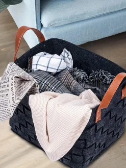 Market99 Felt Fabric Storage Basket Organizer Boxes (25 Litre) - 41X28X22Cm