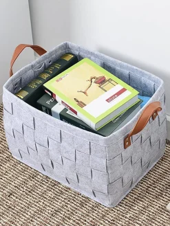 Market99 Felt Fabric Storage Basket Organizer Boxes (25 Litre) - 41X28X22Cm