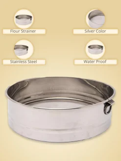 Market99 Flour Strainer, Silver, Stainless Steel
