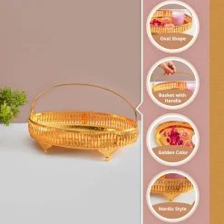 MARKET99 Golden Oval Nordic Basket With Handle