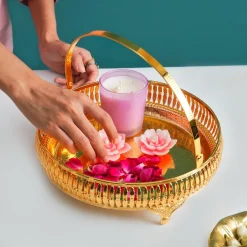 MARKET99 Golden Round Nordic Basket With Handle