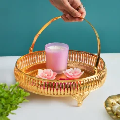 MARKET99 Golden Round Nordic Basket With Handle
