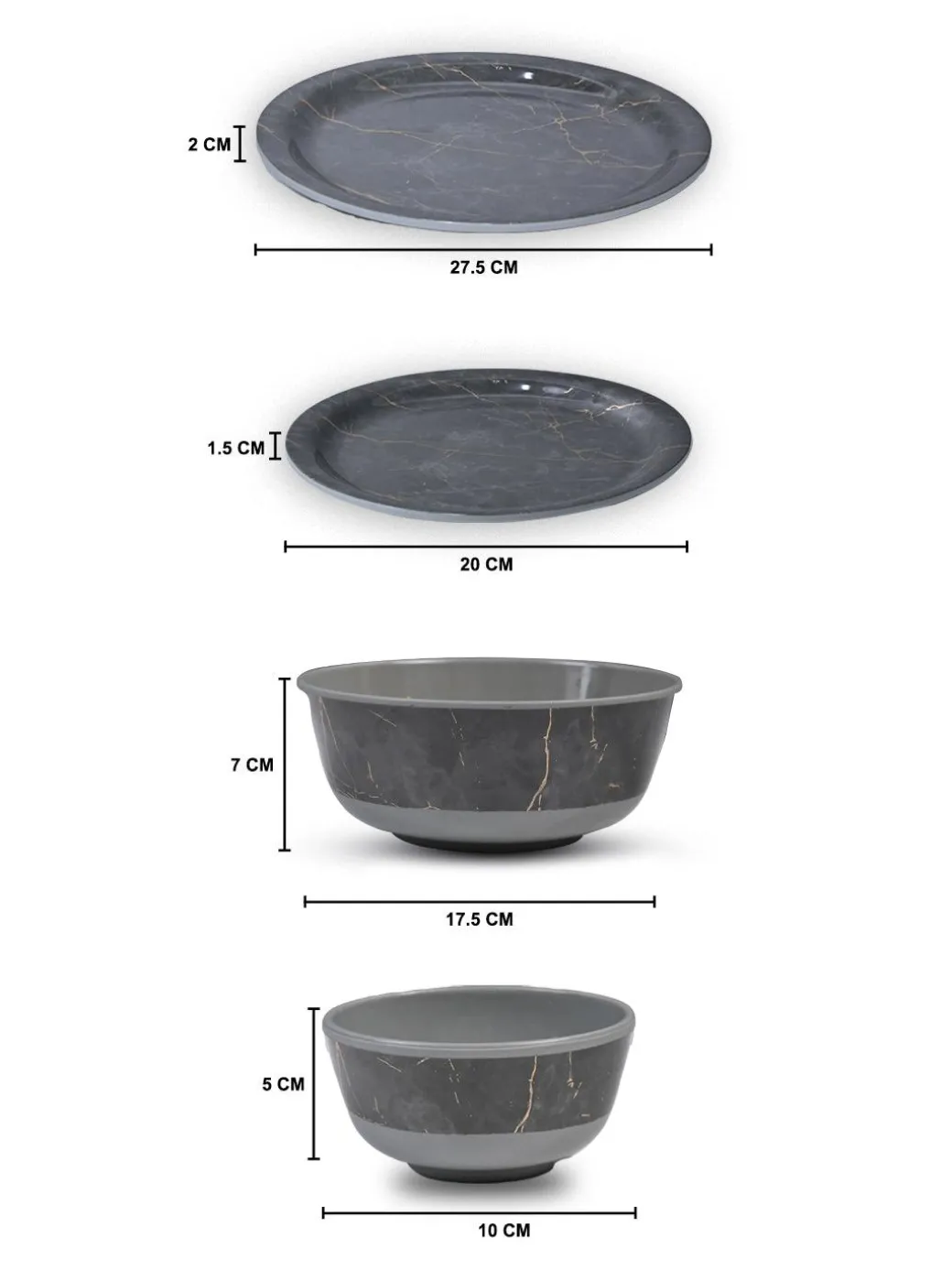 MARKET99 Grey Static Dinner Set