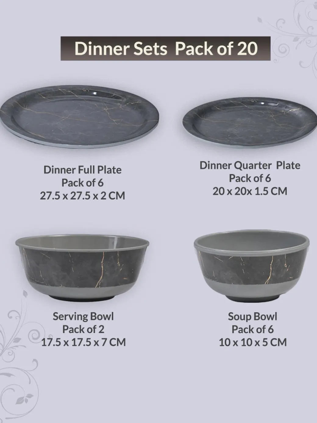 MARKET99 Grey Static Dinner Set