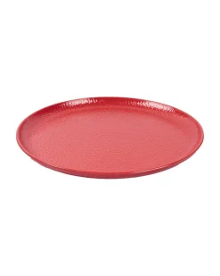Market99 Hammered Melamine Tableware Red Glossy Finish Full Plates for Dining Table (Set Of 6, Red)