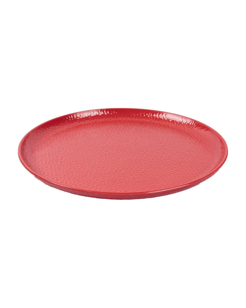 Market99 Hammered Melamine Tableware Red Glossy Finish Full Plates for Dining Table (Set Of 6, Red)