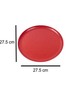Market99 Hammered Melamine Tableware Red Glossy Finish Full Plates for Dining Table (Set Of 6, Red)