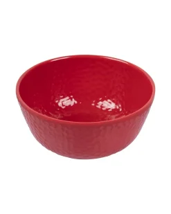 Market99 Hammered Melamine Tableware Red Glossy Finish Soup Bowls for Dining Table (Set Of 6, 300 mL )