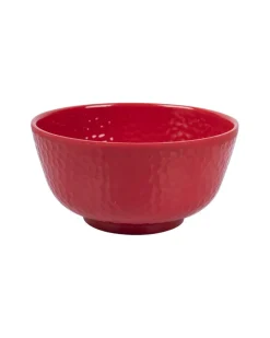 Market99 Hammered Melamine Tableware Red Glossy Finish Soup Bowls for Dining Table (Set Of 6, 300 mL )