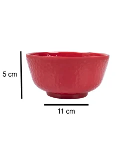 Market99 Hammered Melamine Tableware Red Glossy Finish Soup Bowls for Dining Table (Set Of 6, 300 mL )
