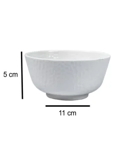 Market99 Hammered Melamine Tableware White Glossy Finish Soup Bowls for Dining Table (Set Of 6, 300 mL )