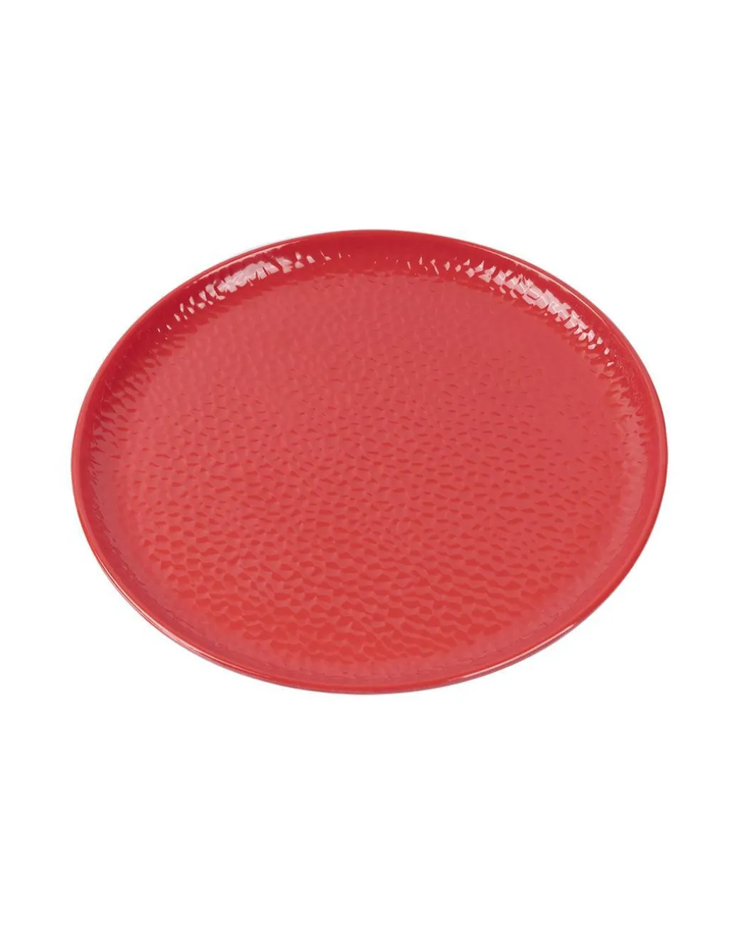 Market99 Hammered Melamine Tableware Red Glossy Finish Quarter Plates for Dining Table (Set Of 6, Red)