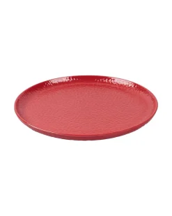 Market99 Hammered Melamine Tableware Red Glossy Finish Quarter Plates for Dining Table (Set Of 6, Red)