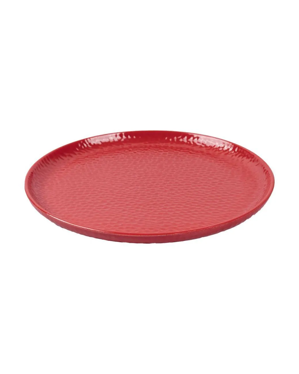 Market99 Hammered Melamine Tableware Red Glossy Finish Quarter Plates for Dining Table (Set Of 6, Red)