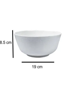 Market99 Hammered Melamine Tableware White Glossy Finish Serving Bowls for Dining Table (Set Of 2, 1300 mL )