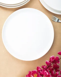 Market99 Hammered Melamine Tableware White Glossy Finish Full Plates for Dining Table (Set Of 6, White)